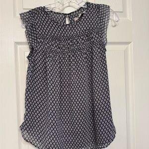 LOFT Black and White Patterned Blouse